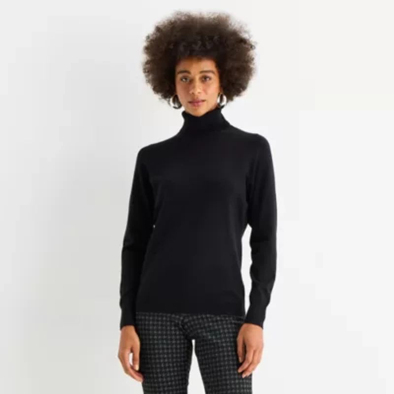 Worthington Womens Turtleneck Long Sleeve Pullover Sweater