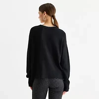 Worthington Womens Crew Neck Long Sleeve Pullover Sweater