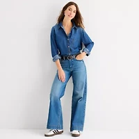 a.n.a Womens Long Sleeve Cuffed Regular Fit Button-Down Shirt