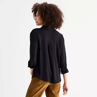 a.n.a Womens Long Sleeve Cuffed Regular Fit Button-Down Shirt