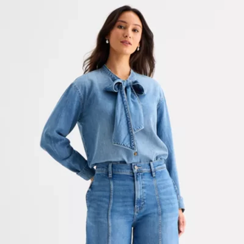 a.n.a Womens Long Sleeve Blouse