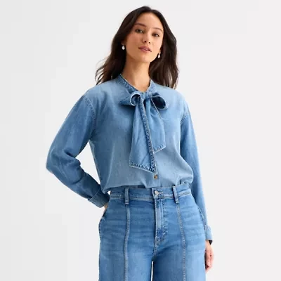 a.n.a Womens Long Sleeve Blouse