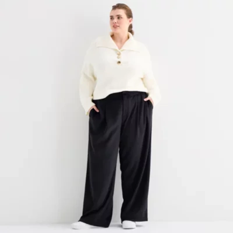 Stylus Womens Plus Wide Leg Trouser