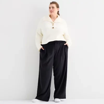 Stylus Womens Plus Wide Leg Trouser