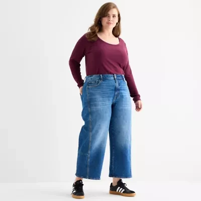 a.n.a Womens Plus Highest Rise Barrel Jean