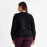 Worthington Plus Womens Crew Neck Long Sleeve Pullover Sweater