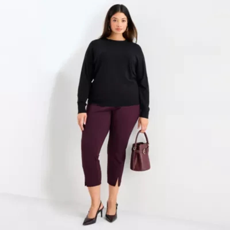 Worthington Plus Womens Crew Neck Long Sleeve Pullover Sweater