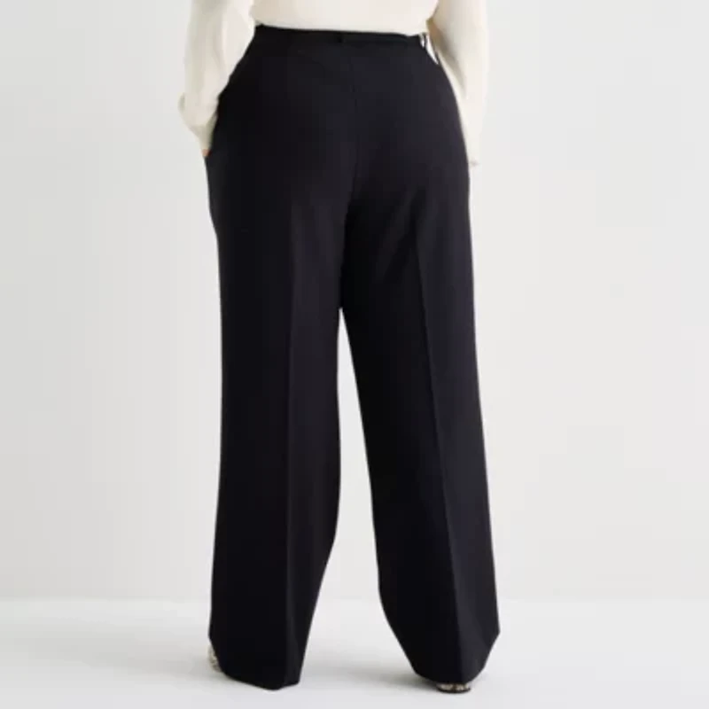 Worthington Plus Womens Wide Leg Ponte Pant
