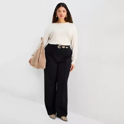 Worthington Plus Womens Wide Leg Ponte Pant