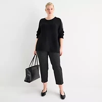 Worthington Plus Womens Crew Neck Long Sleeve Pullover Sweater
