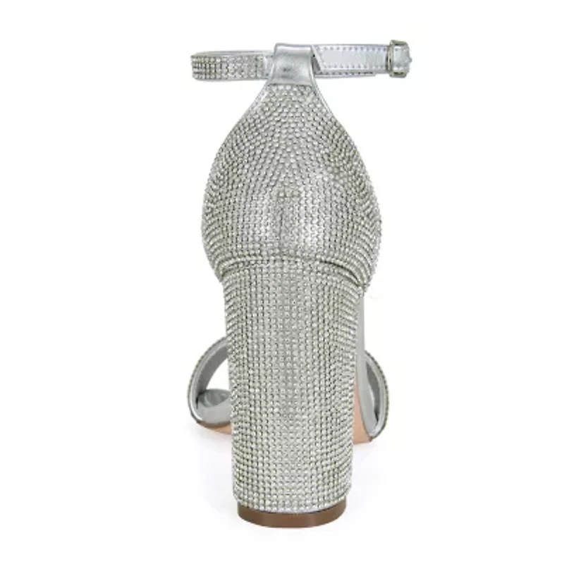 IZZY by AZALEA WANG Gabriella Womens Almond Open Toe Block Heel Pumps