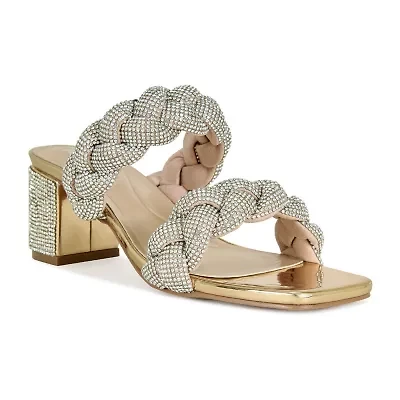 IZZY by AZALEA WANG Viveza Womens Square Open Toe Block Heel Pumps