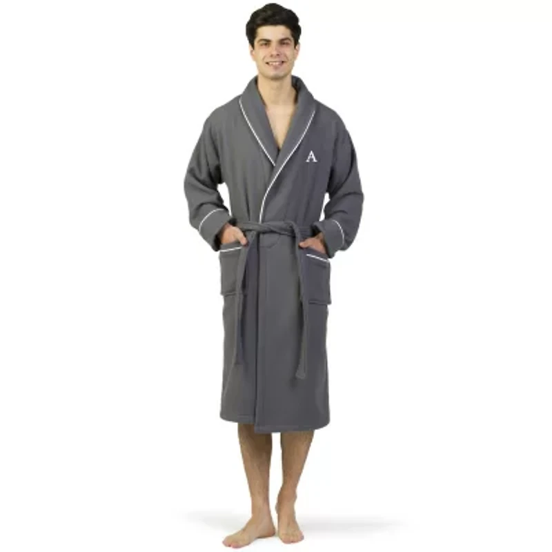 Linum Home Textiles Personalized Waffle Terry Bathrobe Unisex Adult Long Sleeve Length Robe