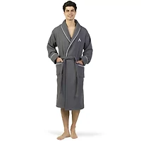 Linum Home Textiles Personalized Waffle Terry Bathrobe Unisex Adult Long Sleeve Length Robe