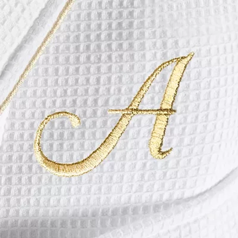 Linum Home Textiles Personalized Waffle Terry Bathrobe Unisex Adult Long Sleeve Length Robe