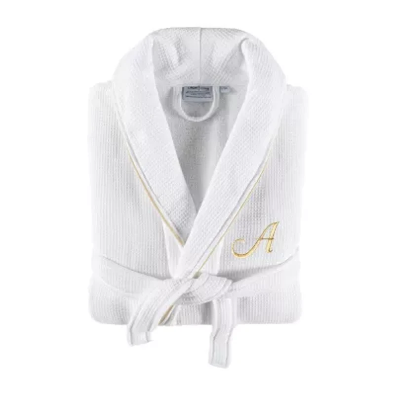 Linum Home Textiles Personalized Waffle Terry Bathrobe Unisex Adult Long Sleeve Length Robe