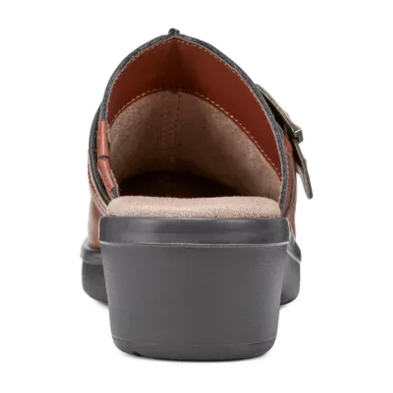 Easy Spirit Polly Womens Round Closed Toe Clogs Wide Width