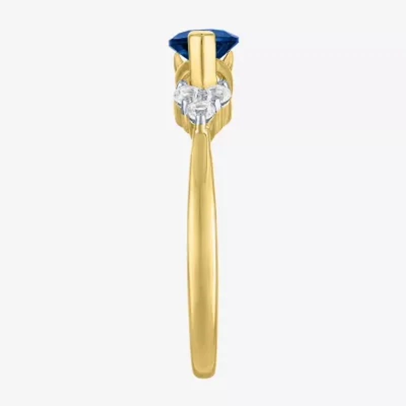 Womens Lab Created Blue Sapphire 14K Gold Over Silver Marquise Cocktail Ring