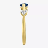 Womens Lab Created Blue Sapphire 14K Gold Over Silver Marquise Cocktail Ring