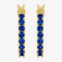 Womens Lab Created Sapphire 14K Gold Over Silver 16mm Hoop Earrings