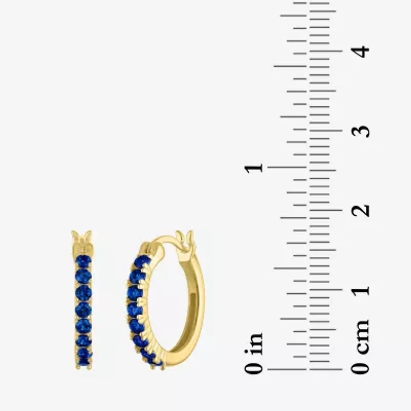 Womens Lab Created Sapphire 14K Gold Over Silver 16mm Hoop Earrings