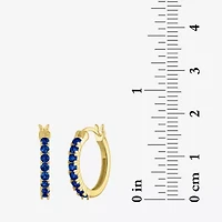 Womens Lab Created Sapphire 14K Gold Over Silver 16mm Hoop Earrings