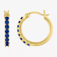 Womens Lab Created Sapphire 14K Gold Over Silver 16mm Hoop Earrings