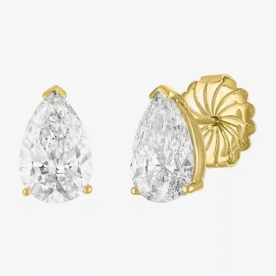 (E-F, Si1-Si2) 4 CT. T.W. Lab Grown White Diamond 14K Gold 11.4mm Pear Stud Earrings