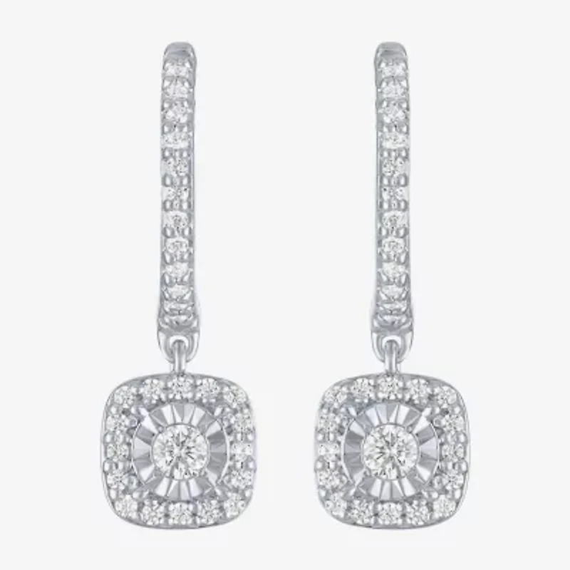 Yes, Please! Womens 1/4 CT. T.W. Lab Grown White Diamond Sterling Silver Drop Earrings