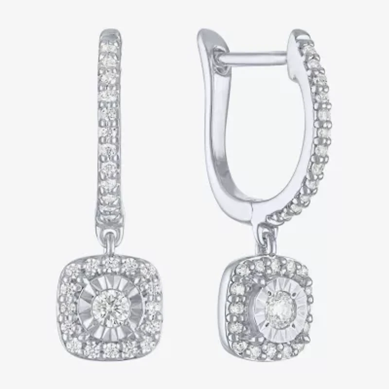 Yes, Please! Womens 1/4 CT. T.W. Lab Grown White Diamond Sterling Silver Drop Earrings