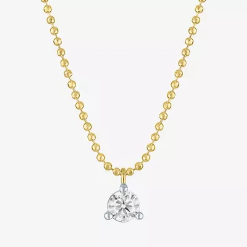 Yes, Please! Womens 1/5 CT. Lab Grown White Diamond Sterling Silver Round 18 Inch Pendant Necklace