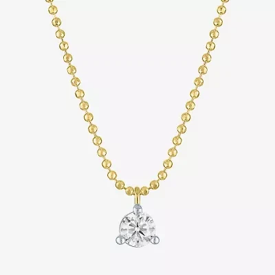 Yes, Please! Womens 1/5 CT. Lab Grown White Diamond Sterling Silver Round 18 Inch Pendant Necklace