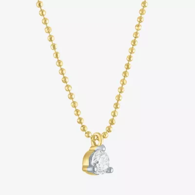 Yes, Please! Womens 1/5 CT. Lab Grown White Diamond Sterling Silver Round 18 Inch Pendant Necklace