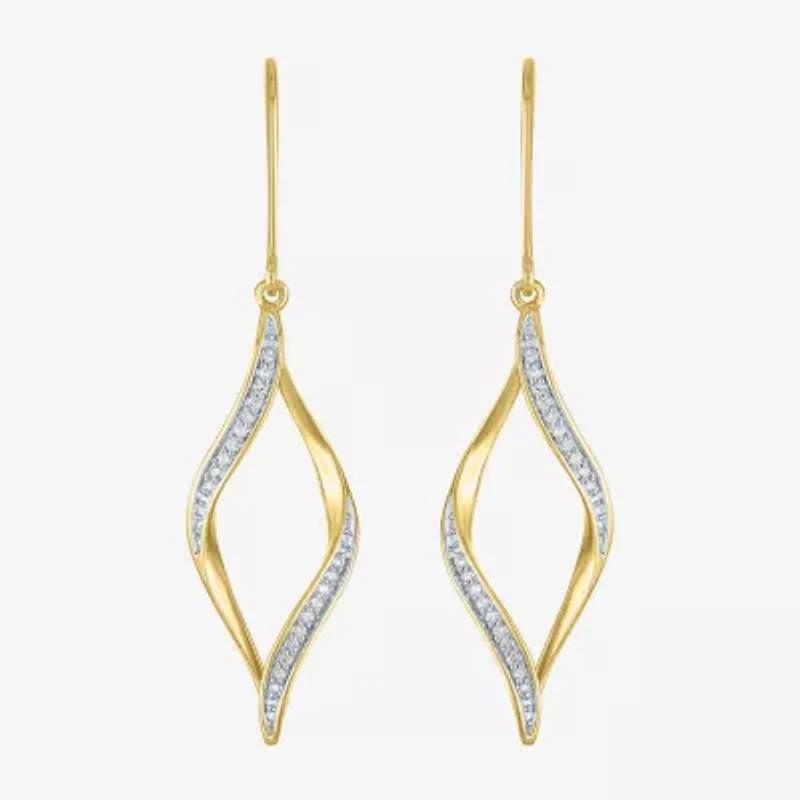 (G-H, Si2-I1) Womens 1/10 CT. T.W. Lab Grown White Diamond 14K Gold Over Silver Drop Earrings