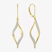 (G-H, Si2-I1) Womens 1/10 CT. T.W. Lab Grown White Diamond 14K Gold Over Silver Drop Earrings