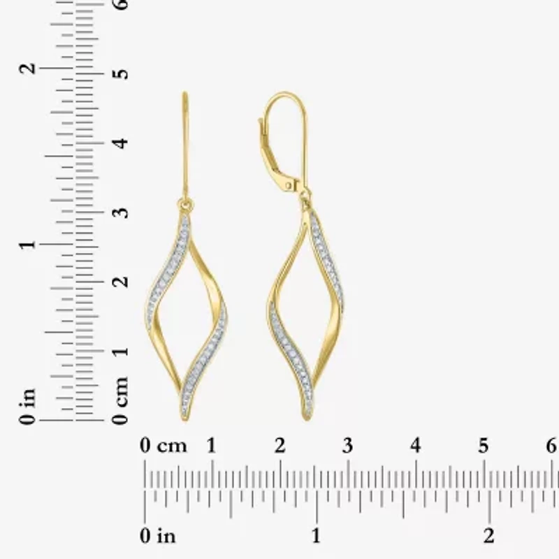 (G-H, Si2-I1) Womens 1/10 CT. T.W. Lab Grown White Diamond 14K Gold Over Silver Drop Earrings