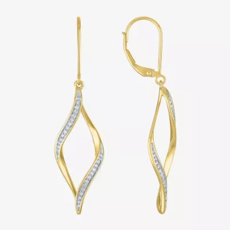(G-H, Si2-I1) Womens 1/10 CT. T.W. Lab Grown White Diamond 14K Gold Over Silver Drop Earrings
