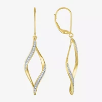 (G-H, Si2-I1) Womens 1/10 CT. T.W. Lab Grown White Diamond 14K Gold Over Silver Drop Earrings