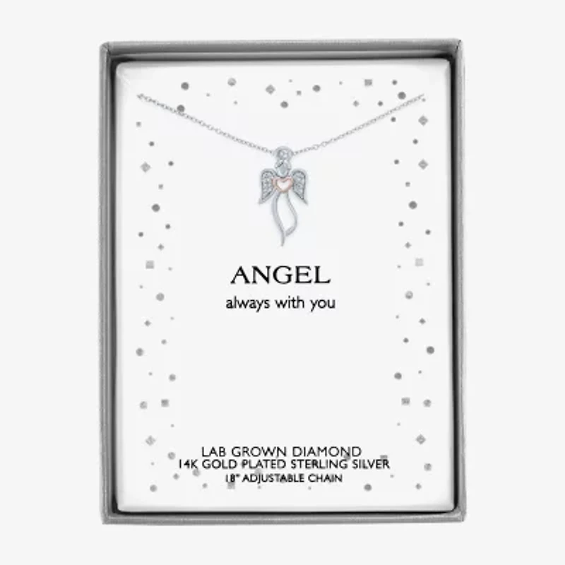 Diamond Accent "Angel" Womens Diamond Accent Natural White Diamond Sterling Silver Angel 18 Inch Pendant Necklace