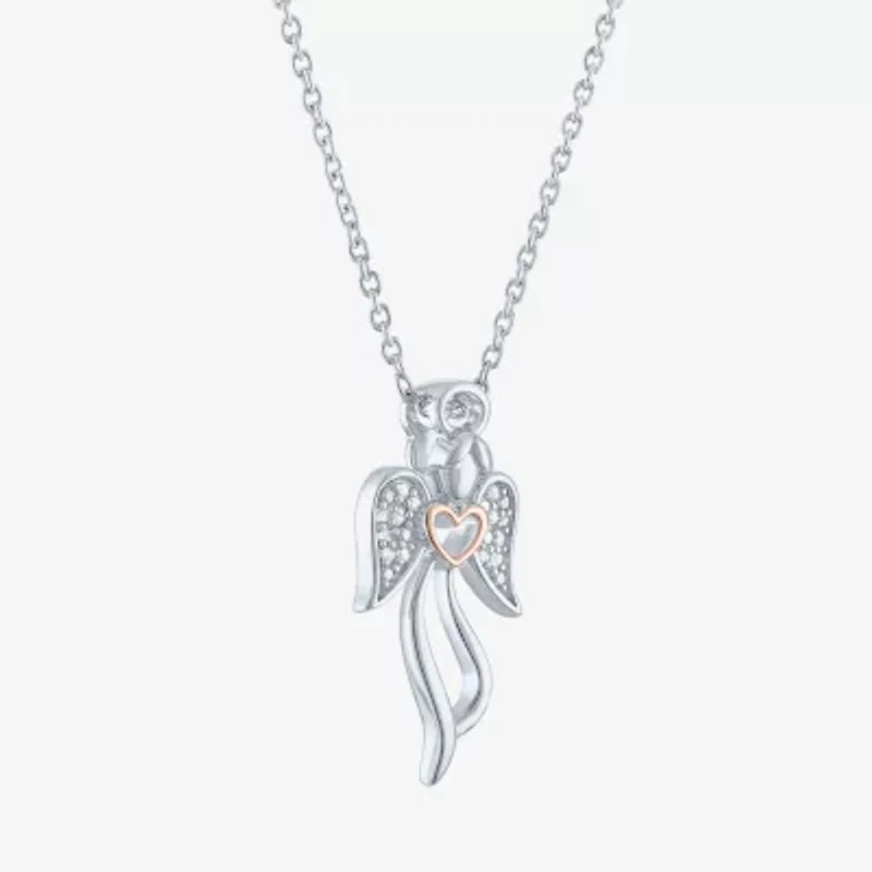 Diamond Accent "Angel" Womens Diamond Accent Natural White Diamond Sterling Silver Angel 18 Inch Pendant Necklace
