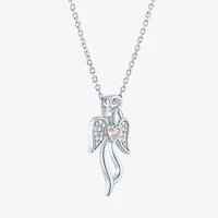 Diamond Accent "Angel" Womens Diamond Accent Natural White Diamond Sterling Silver Angel 18 Inch Pendant Necklace