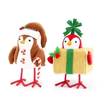 North Pole Trading Co. Gingerbread And Present Bird Set 2-pc. Christmas Tabletop Decor