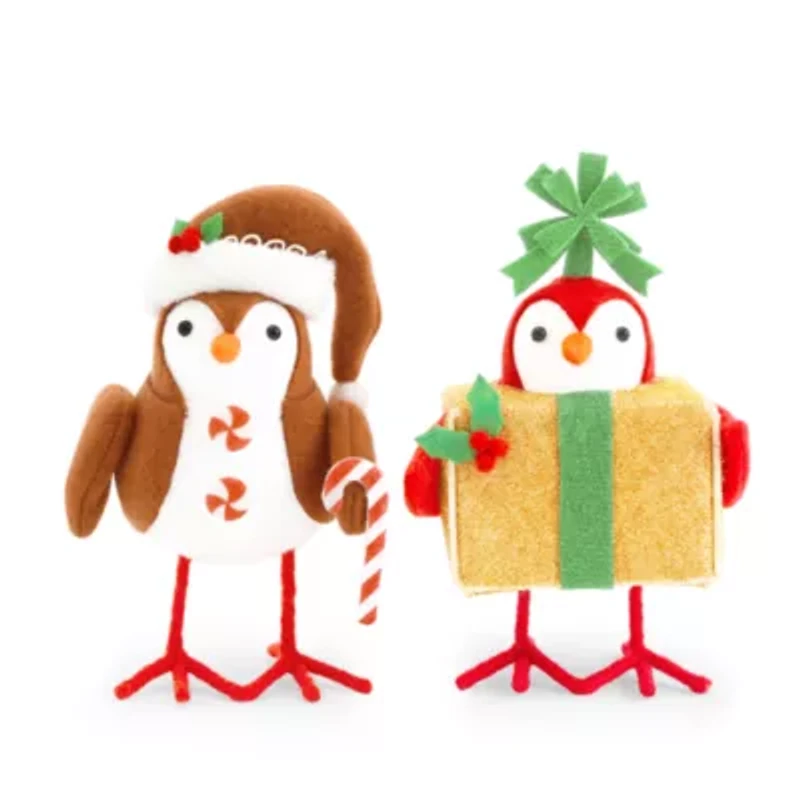 North Pole Trading Co. Gingerbread And Present Bird Set 2-pc. Christmas Tabletop Decor