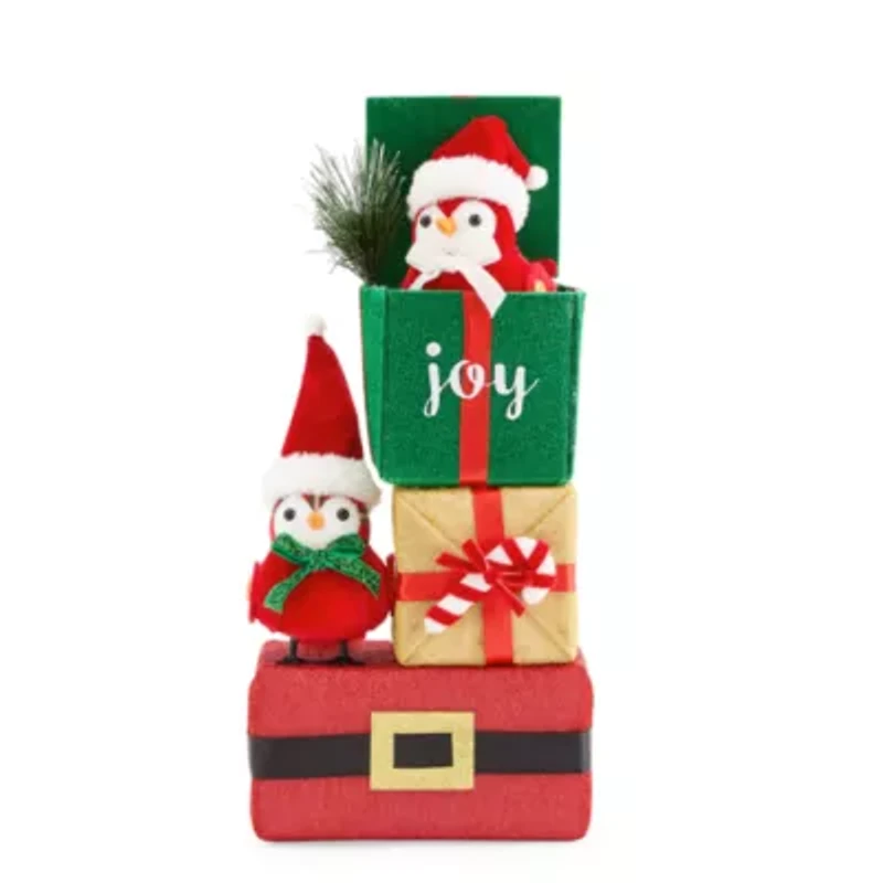 North Pole Trading Co. Birds In Gift Boxes Christmas Tabletop Decor