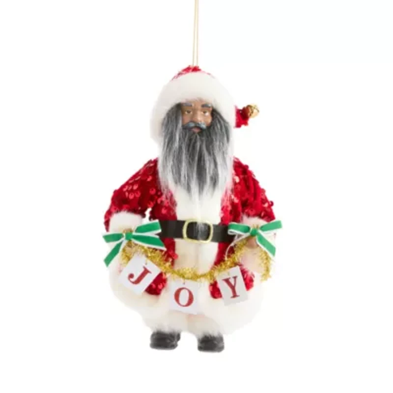 North Pole Trading Co. Red Joy Jumbo Santa African American Christmas Ornament