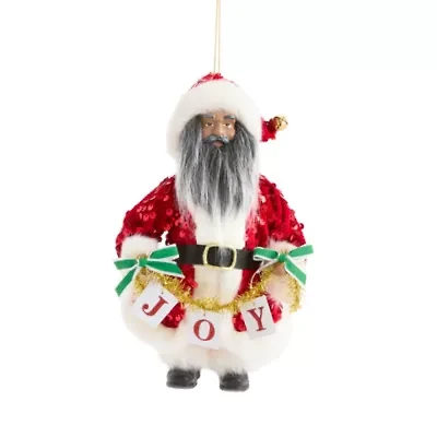 North Pole Trading Co. Red Joy Jumbo Santa African American Christmas Ornament