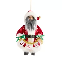 North Pole Trading Co. Red Joy Jumbo Santa African American Christmas Ornament