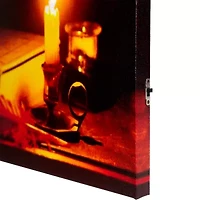 LED Lighted Skull by Flickering Candlelight Halloween Canvas Wall Art 12in x 15.75in