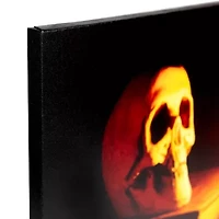 LED Lighted Skull by Flickering Candlelight Halloween Canvas Wall Art 12in x 15.75in