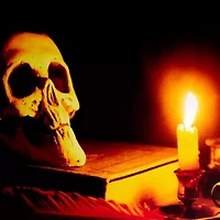 LED Lighted Skull by Flickering Candlelight Halloween Canvas Wall Art 12in x 15.75in